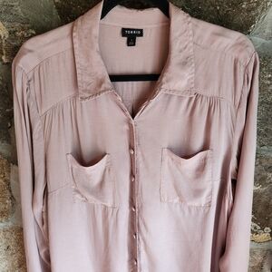 Blush Silky Button Up Shirt Torrid Size 1